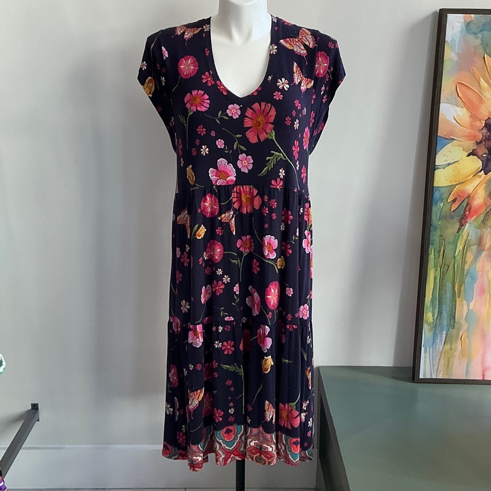 Johnny Was Multicolor Floral Midi Dress - Large (1693)